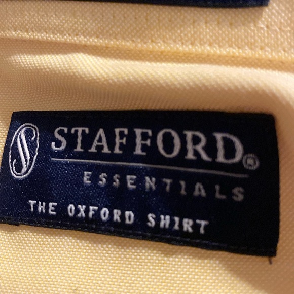 Mens Stafford yellow cotton blend button down shirt size 16 1/2 - Picture 11 of 14